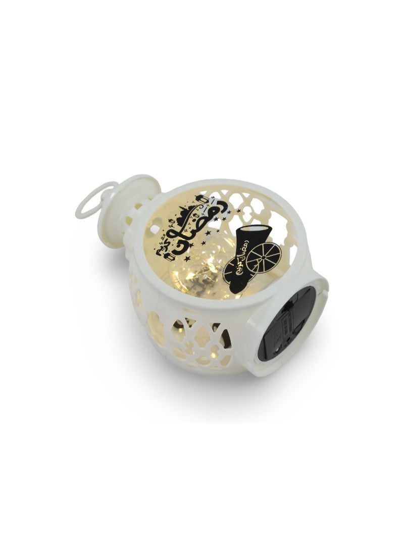 Ramadan Round Acrylic LED Bulb Lantern – White - Image 2